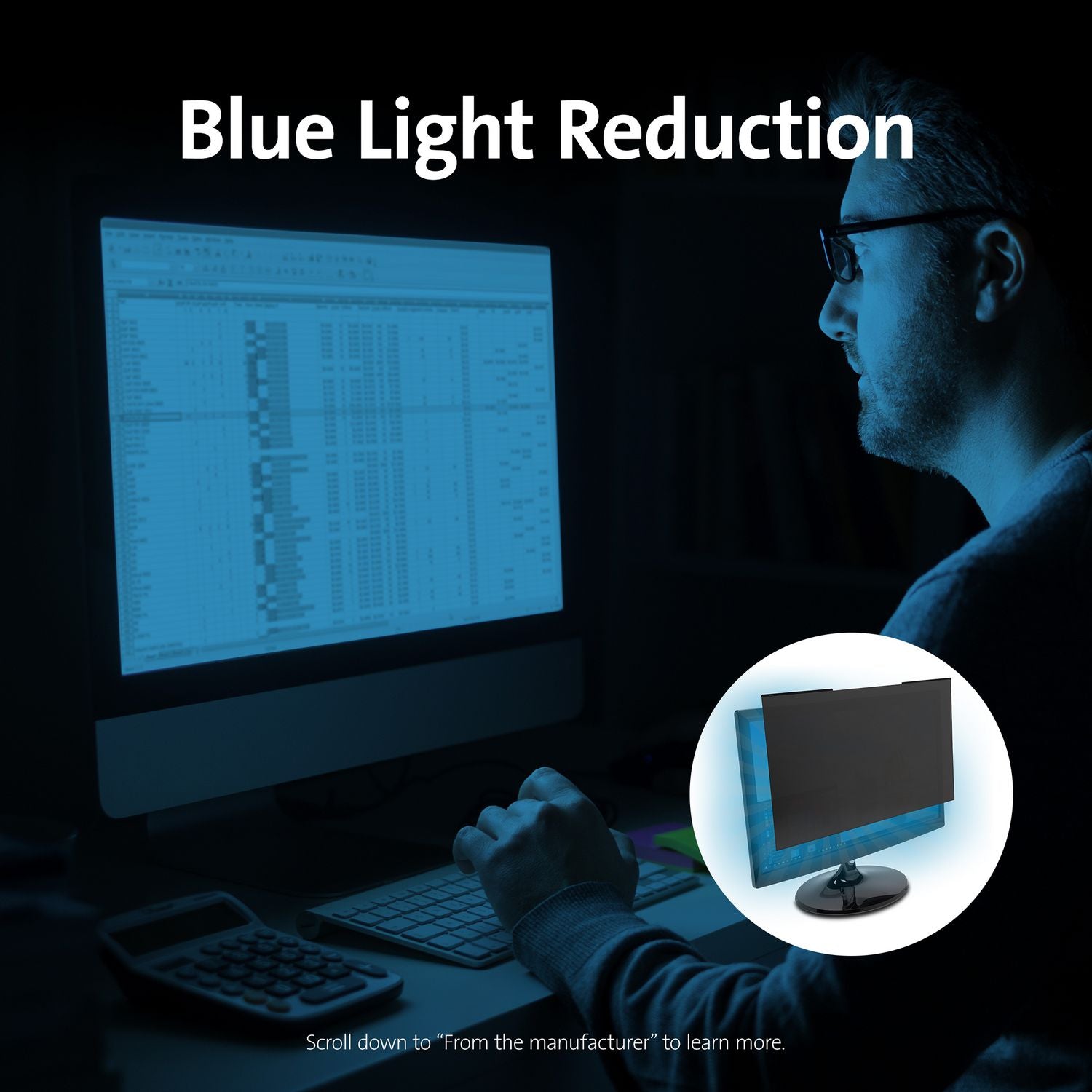 Kensington® Magnetic Monitor Privacy Screen for 23.8" Widescreen Flat Panel Monitors, 16:9 Aspect Ratio