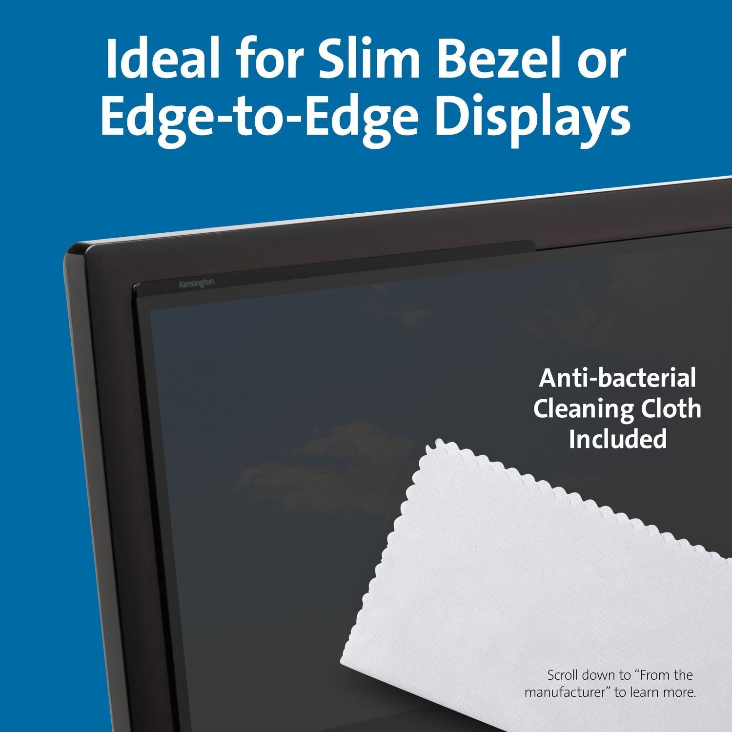 Kensington® Magnetic Monitor Privacy Screen for 23.8" Widescreen Flat Panel Monitors, 16:9 Aspect Ratio