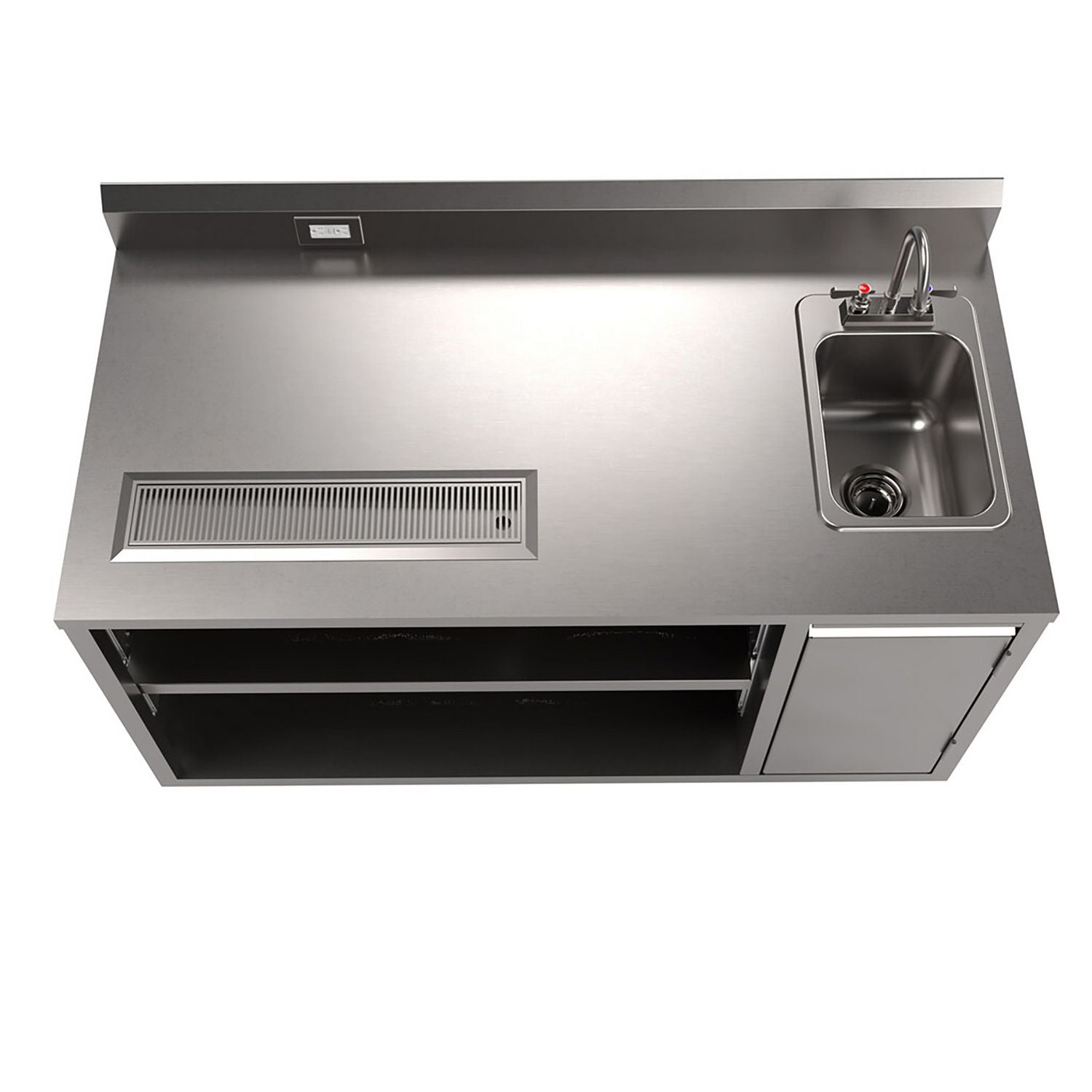 BK Resources Stainless Steel Beverage Table with Right Sink, Rectangular, 30" x 60" x 41.5", Silver Top, Silver Base/Legs
