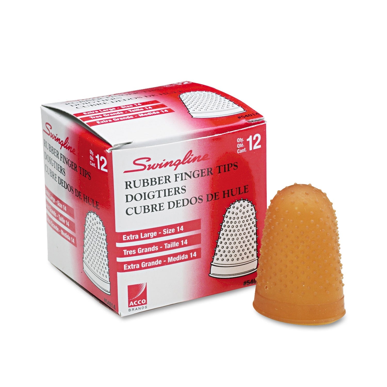 Swingline® Rubber Finger Tips, 14 (x-Large), Amber, Dozen