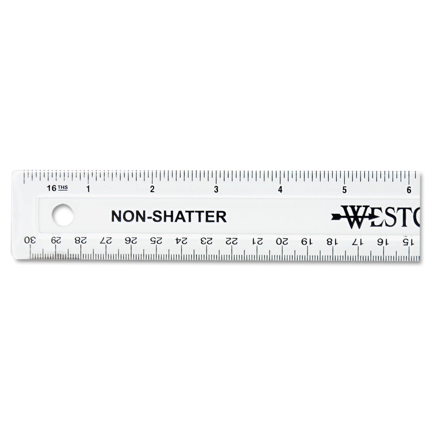 Westcott® Non-Shatter Flexible Ruler, Standard/metric, 12" Long, Plastic, Clear