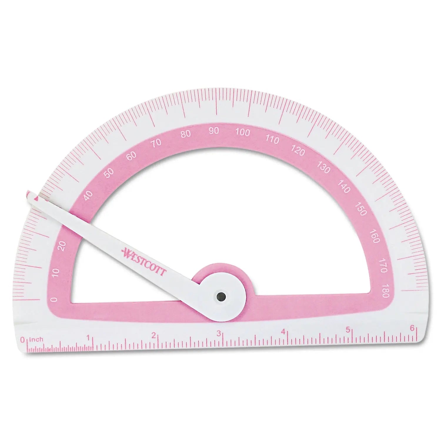 Westcott® Soft Touch School Protractor with Antimicrobial Product Protection, Plastic, 6" Ruler Edge, Assorted Colors