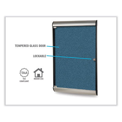 Ghent Silhouette 1 Door Enclosed Vinyl Bulletin Board with Satin Frame, 27.75" x 42.13", Ebony Surface, Black/Satin Aluminum Frame - Bloom Skins