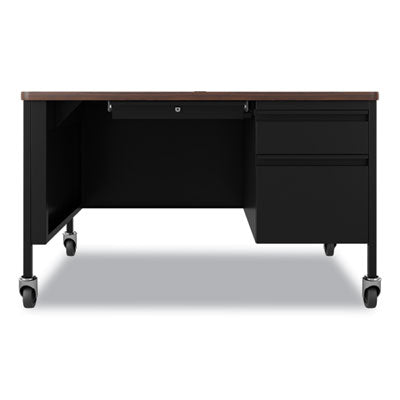 Mobile Teachers Pedestal Desk | Hirsh Walnut/Black