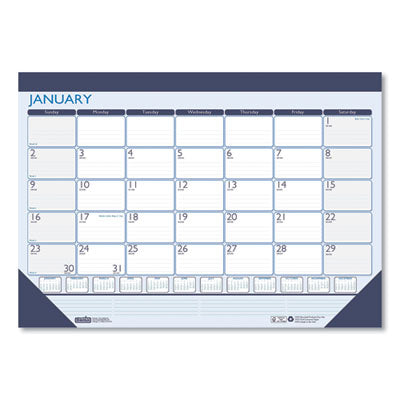 House of Doolittle™ Recycled Contempo Desk Pad Calendar, 22 x 17, White/Blue Sheets, Blue Binding, Blue Corners, 12-Month (Jan to Dec): 2025 - Bloom Skins