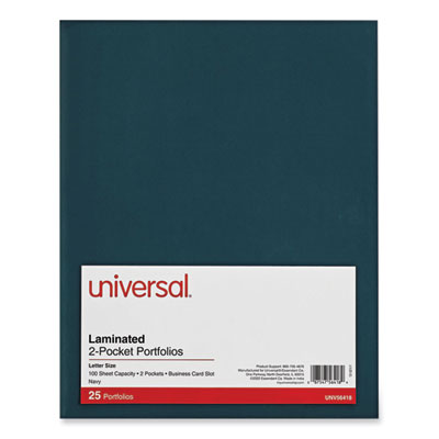 Universal Laminated Two-Pocket Folder | Navy
