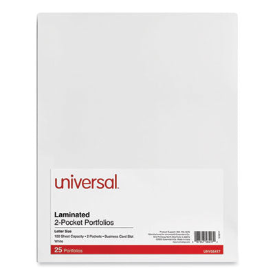 Laminated Two-Pocket Portfolios | White, 25/Box