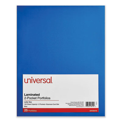 Laminated Two-Pocket Folder | Blue, 25/Box