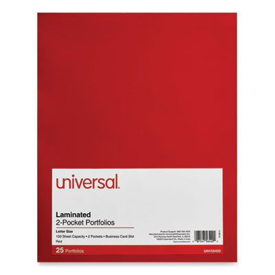 Laminated Two-Pocket Folder | Red, 25/Box