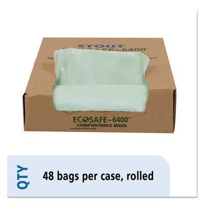 Stout Ecosafe-6400 Bags | 30 Gal, Green, 48/Box