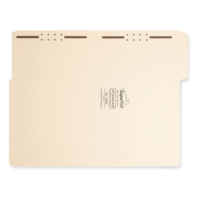 Smead SuperTab Reinforced Guide Height Fastener Folders, 11-pt Manila, 0.75" Expansion, 2 Fasteners, Legal Size, Manila, 50/Box