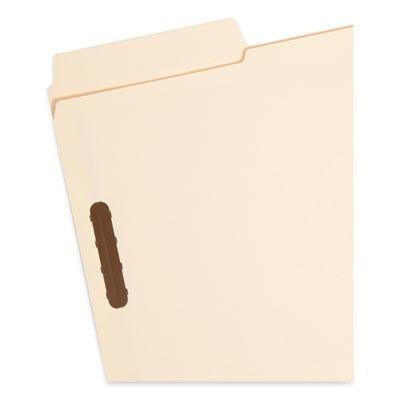 Smead SuperTab Reinforced Guide Height Fastener Folders, 11-pt Manila, 0.75" Expansion, 2 Fasteners, Legal Size, Manila, 50/Box