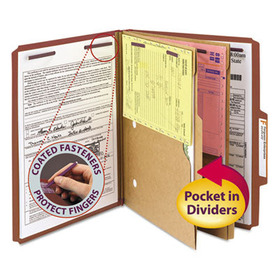6-Section Pressboard Classification Folders | Red