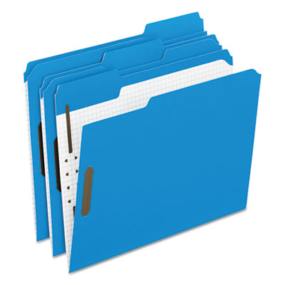 Pendaflex® Colored Classification Folders with Embossed Fasteners, 2 Fasteners, Letter Size, Blue Exterior, 50/Box
