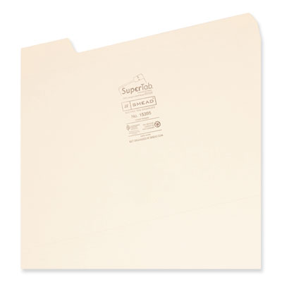 Smead SuperTab Reinforced Guide Height Top Tab Folders, 1/3-Cut Tabs: Assorted, Legal Size, 0.75" Expansion, Manila, 100/Box