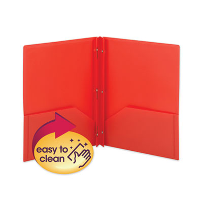 Poly Two-Pocket Folder With Fasteners | Red, 25