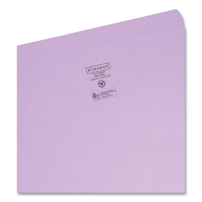 Smead Reinforced Top Tab Colored File Folders, Straight Tabs, Legal Size, 0.75" Expansion, Lavender, 100/Box