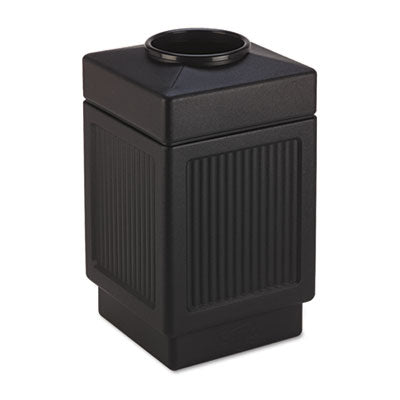 Safco® Canmeleon Recessed Panel Receptacles, Top-Open, 38 gal, Polyethylene, Black