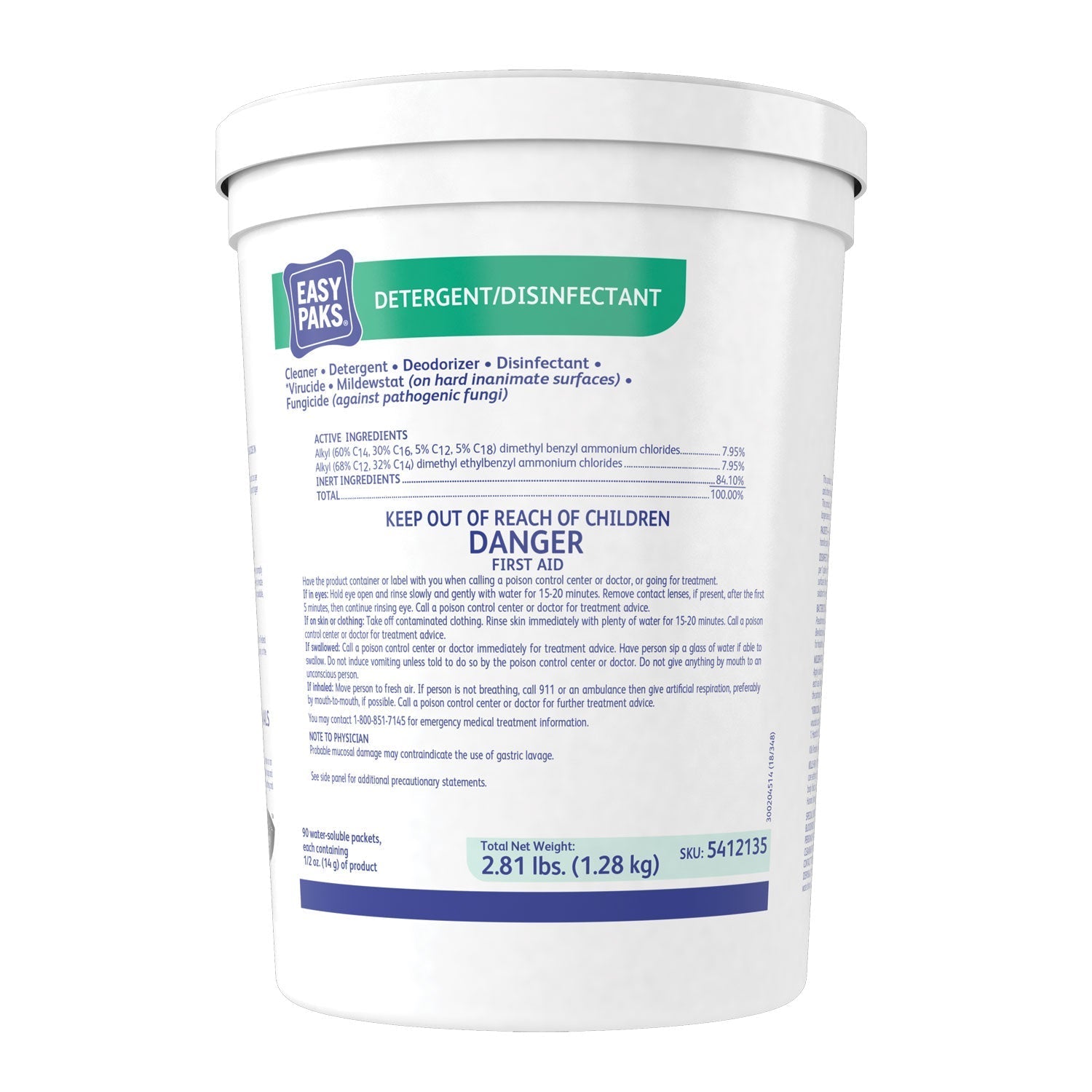 Detergent/Disinfectant Packets | Lemon, 90/Tub