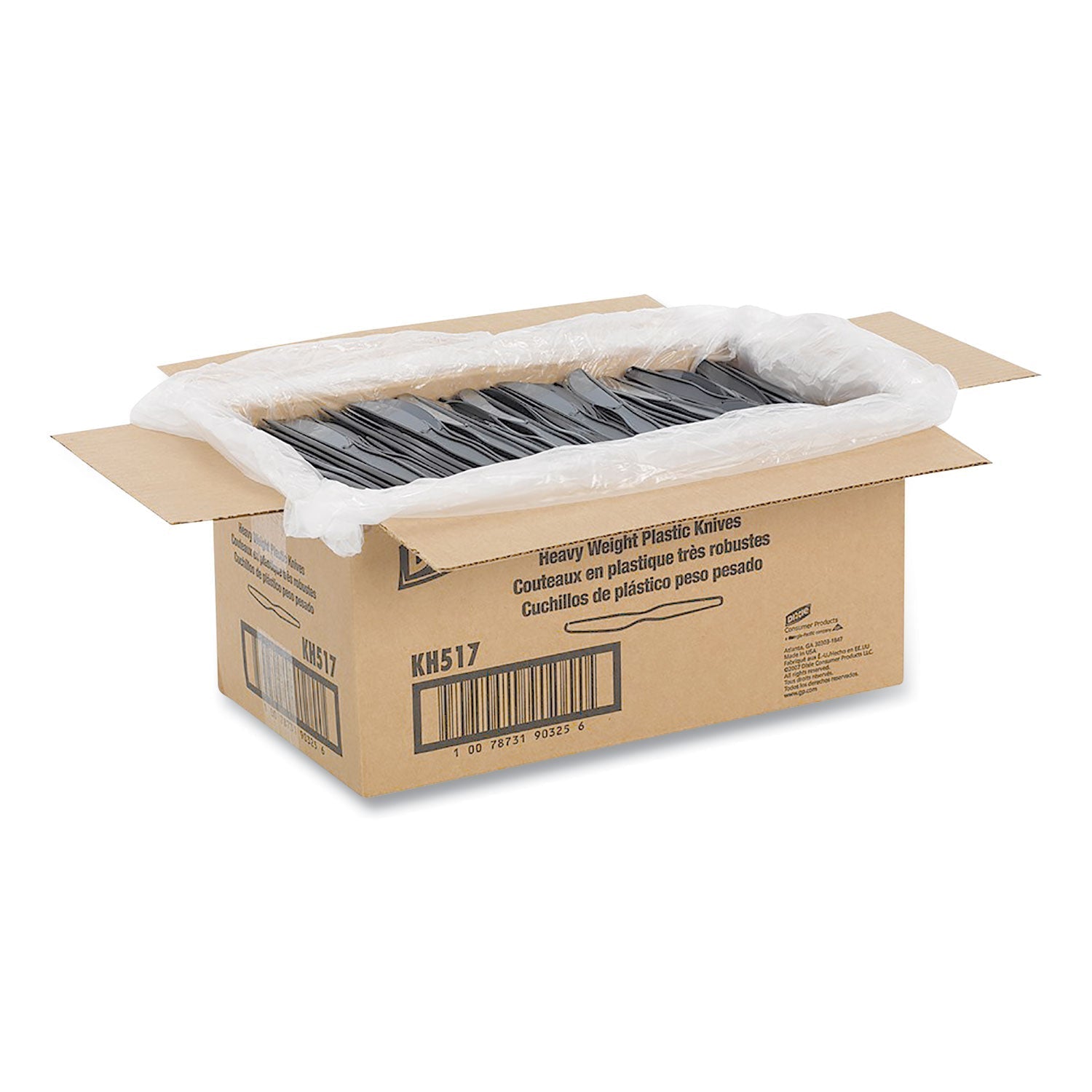 Dixie® Plastic Cutlery, Heavyweight Knife, Black, 1,000/Carton