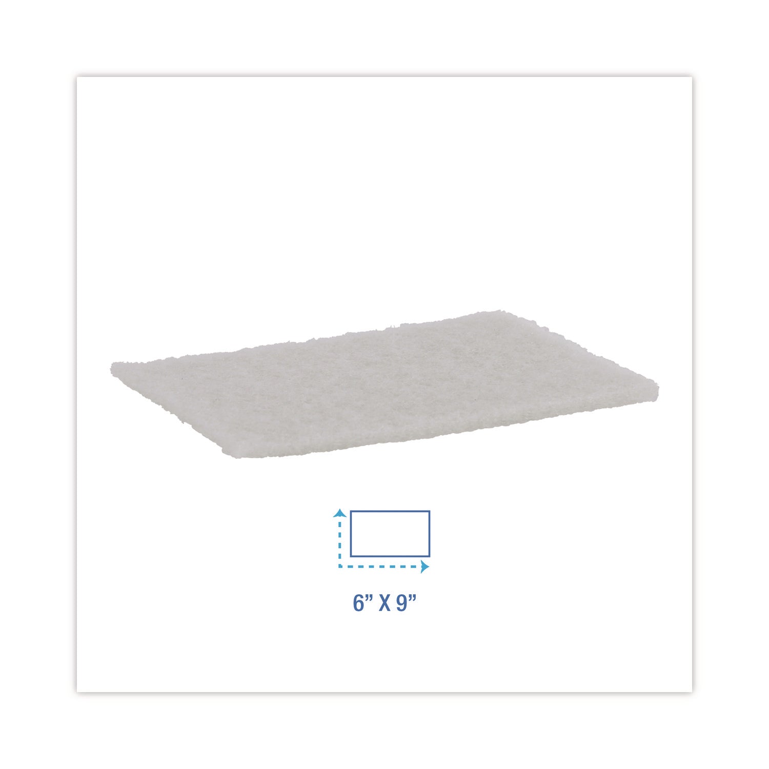 Boardwalk® Light-Duty Scouring Pad, 6 x 9, White, 20/Carton