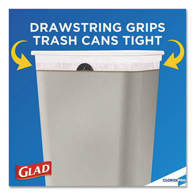 Glad® CloroxPro ForceFlex Tall Kitchen Drawstring Trash Bags, 13 gal, 24 x 27.38, Gray, 100 Bags/Box, 4 Boxes/Carton