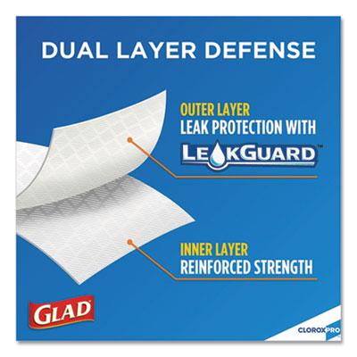 Glad® CloroxPro ForceFlex Tall Kitchen Drawstring Trash Bags, 13 gal, 24 x 27.38, Gray, 100 Bags/Box, 4 Boxes/Carton