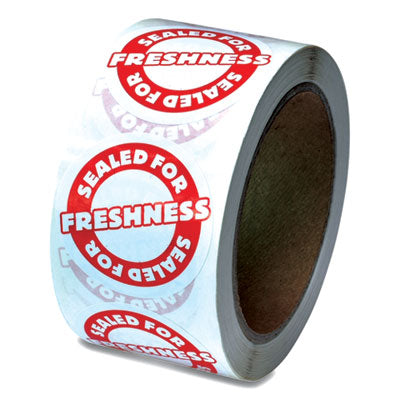 Iconex™ Tamper Seal Label, 2" Dia, Red/white, 500/roll, 4 Rolls/carton