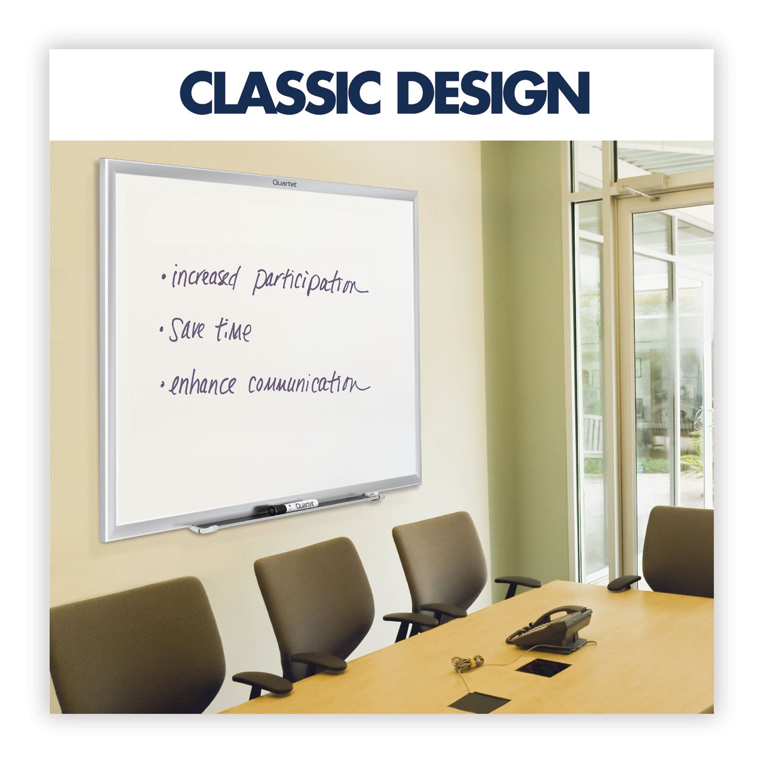 Quartet® Classic Series Nano-Clean Dry Erase Board, 60" x 36", White Surface, Satin Aluminum Frame