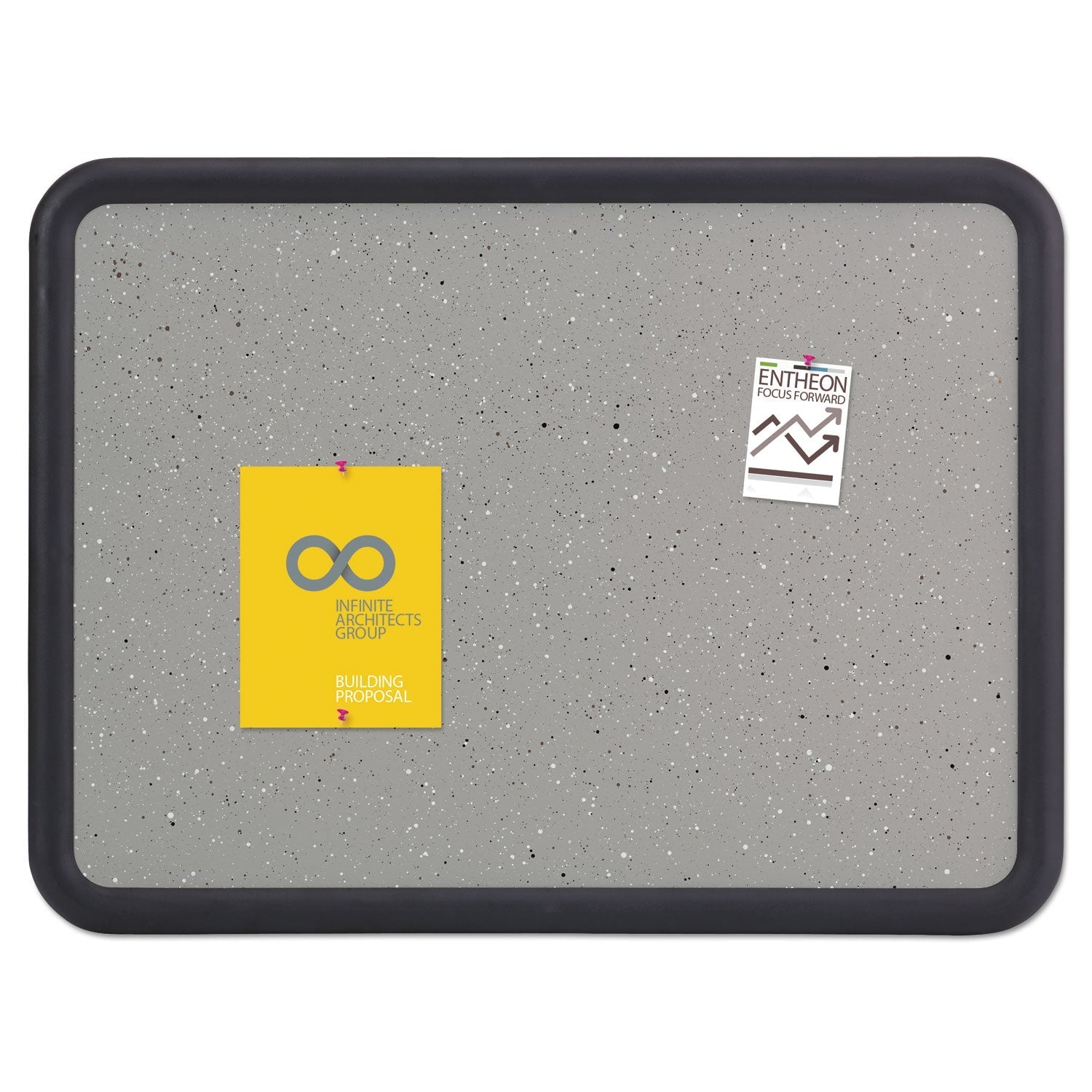 Quartet® Contour Granite Board, 48" x 36", Granite Gray Surface, Black Plastic Frame