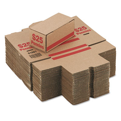 Iconex™ Corrugated Cardboard Coin Storage With Denomination Printed On Side, 8.5 X 4.38 X 3.63, Red