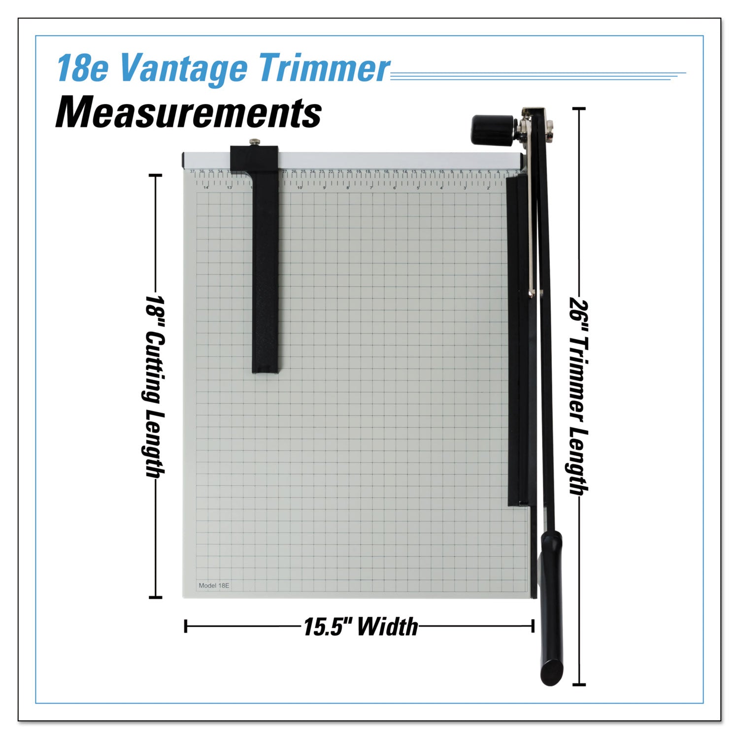 Dahle® Vantage Guillotine Paper Trimmer/cutter, 15 Sheets, 18" Cut Length, Metal Base, 15.5 X 18.75