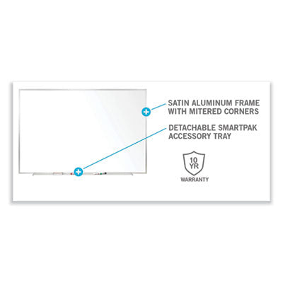 Ghent Non-Magnetic Whiteboard with Aluminum Frame, 60.63" x 36.44", White Surface, Satin Aluminum Frame