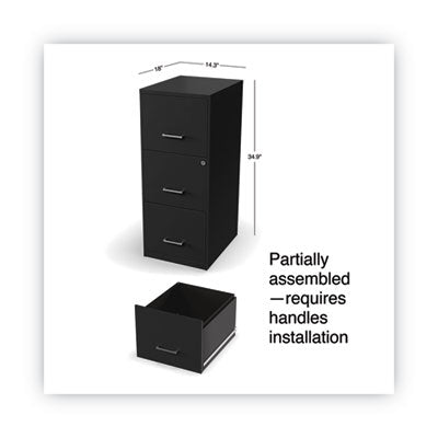 Alera® Soho Vertical File Cabinet, 3 Drawers: File/file/file, Letter, Black, 14" X 18" X 34.9"