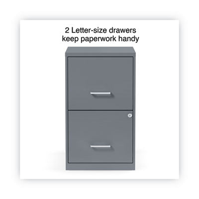 Alera® Soho Vertical File Cabinet, 2 Drawers: File/file, Letter, Charcoal, 14" X 18" X 24.1"