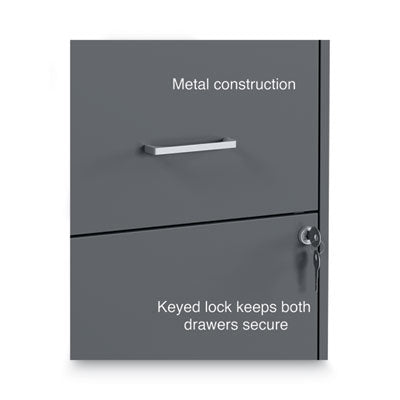 Alera® Soho Vertical File Cabinet, 2 Drawers: File/file, Letter, Charcoal, 14" X 18" X 24.1"