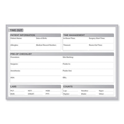 Ghent Time Out Magnetic Whiteboard, Patient/Staff Time Management Chart, 24.5" x 18.5", White/Gray Surface, Satin Aluminum Frame