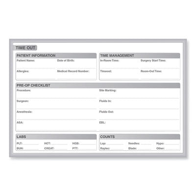 Ghent Time Out Magnetic Whiteboard, Patient/Staff Time Management Chart, 36" x 24", White/Gray Surface, Satin Aluminum Frame