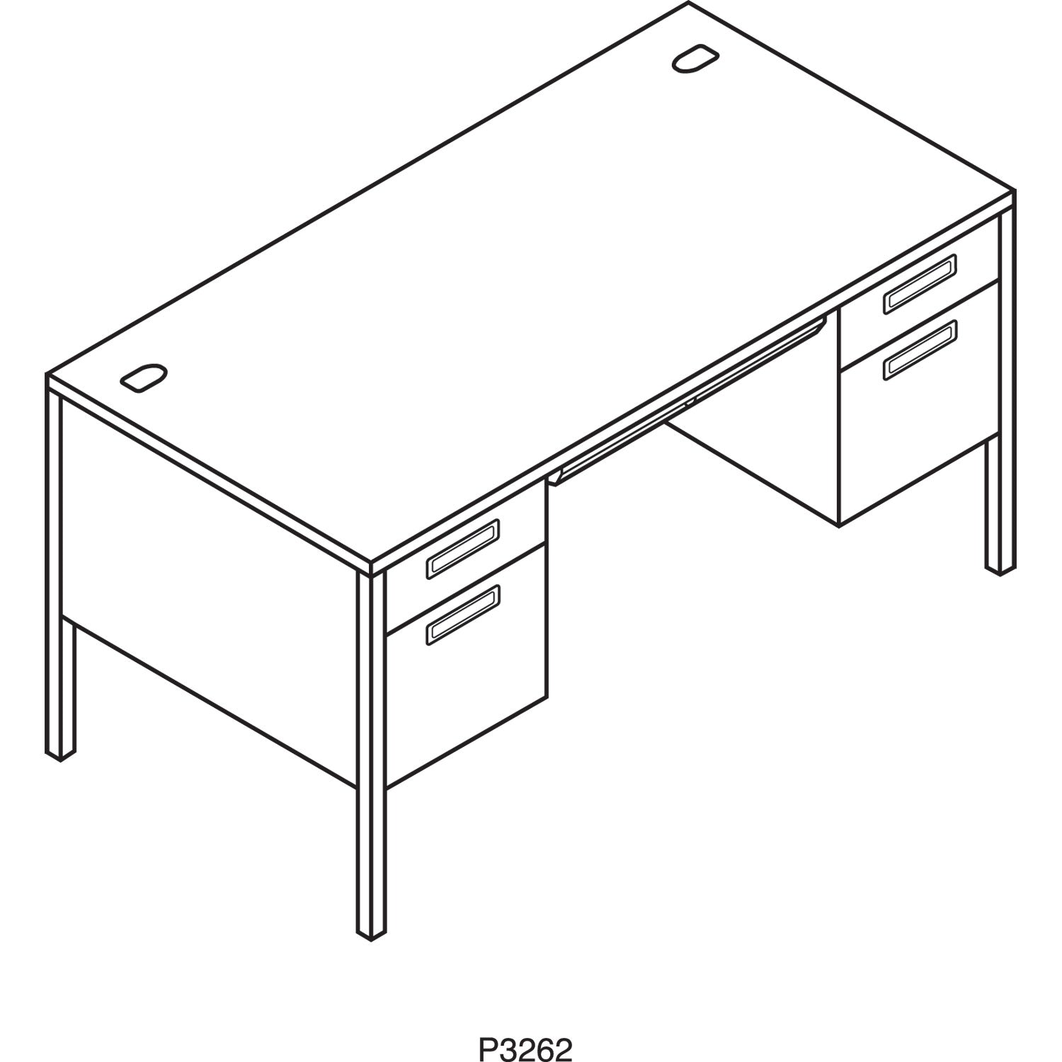 HON® Metro Classic Series Double Pedestal Desk, Flush Panel, 60" X 30" X 29.5", Mahogany/charcoal