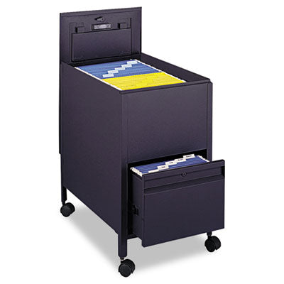 Safco® Locking Mobile Tub File with Drawer, Letter Size, Metal, 1 Drawer, 1 Bin, 17" x 26" x 28", Black
