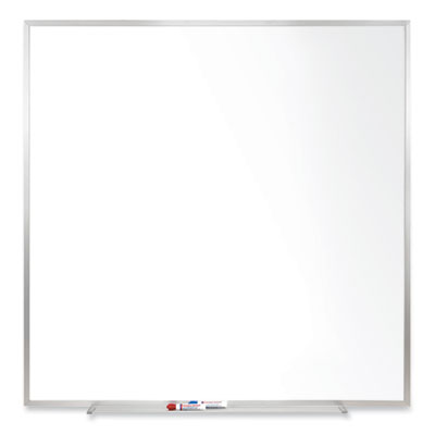Ghent Magnetic Porcelain Whiteboard with Aluminum Frame, 48.5" x 48.5", White Surface, Satin Aluminum Frame