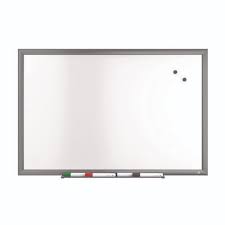 TRU RED™ Magnetic Steel Dry Erase Board, 24" x 24", White Surface, Gray/Natural Aluminum Frame