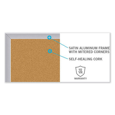 Ghent Natural Cork Bulletin Board with Wood Frame, 72.5" x 48.5", Tan Surface, Oak Finished Wood Frame - Bloom Skins