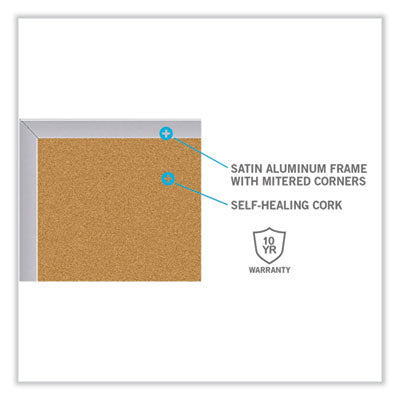 Ghent Natural Cork Bulletin Board with Wood Frame, 60.5" x 48.5", Tan Surface, Oak Finished Wood Frame - Bloom Skins