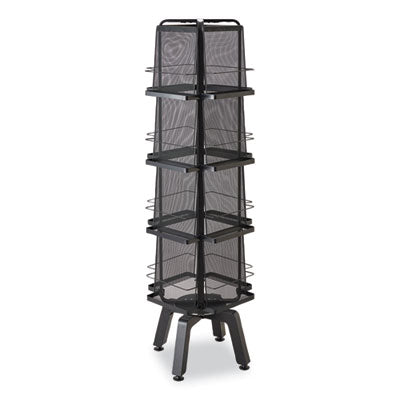 Safco® Onyx Mesh Rotating Magazine Display, 16 Compartments, 18.27w x 18.27d x 58.55h, Black