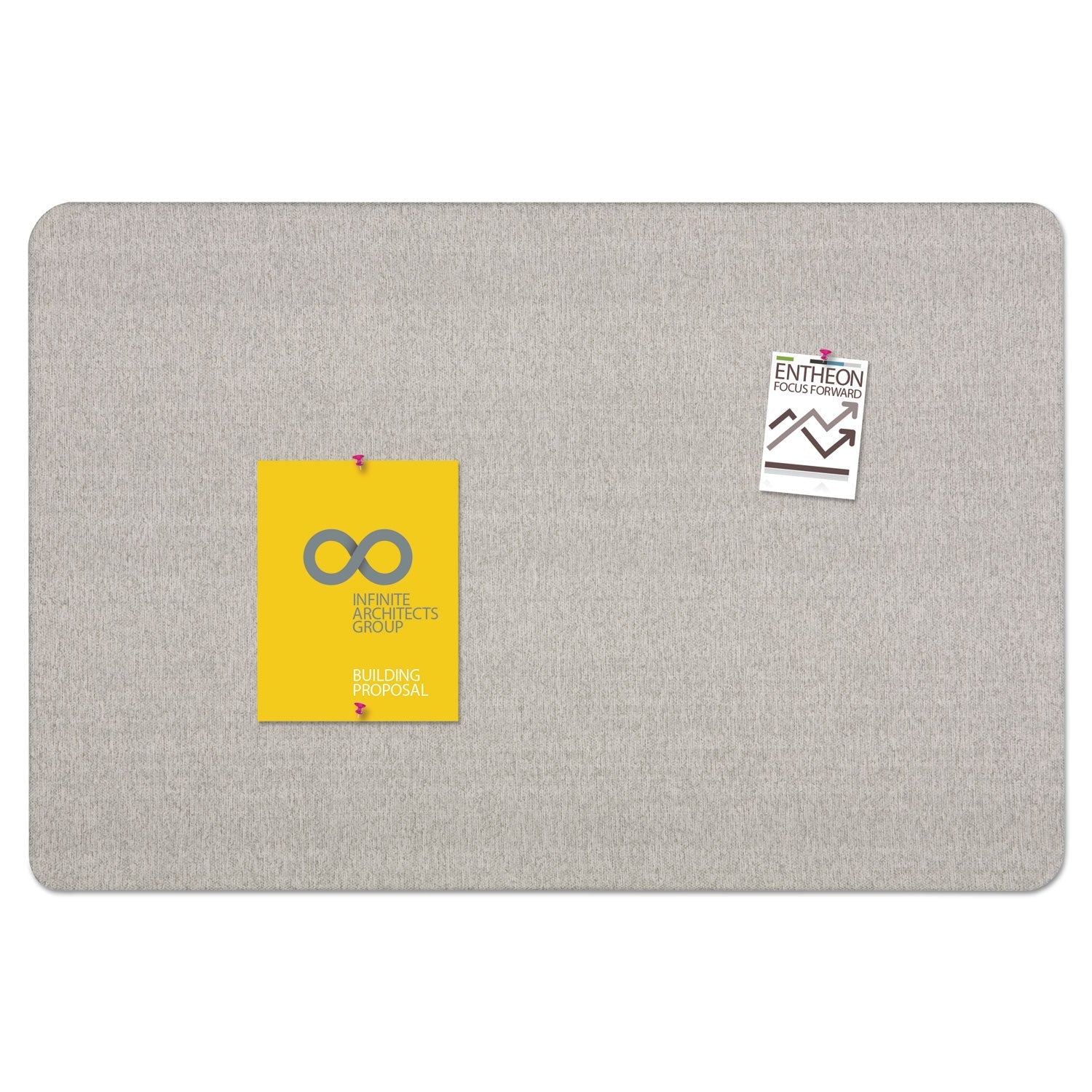 Quartet® Oval Office Fabric Board, 48" x 36", Gray Surface