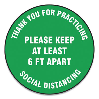 Social Distance Floor Signs | Thank You | 17" Green