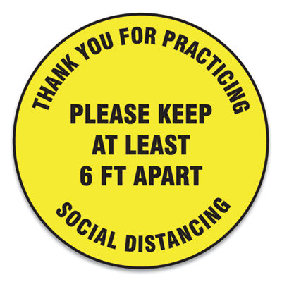 Social Distance Floor Signs | Thank You | 12" Yellow