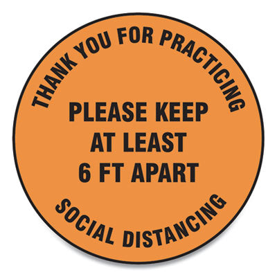 Social Distance Floor Signs | Thank You | 12" Orange