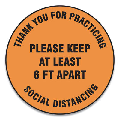 Social Distance Floor Signs | Thank You | 17" Orange